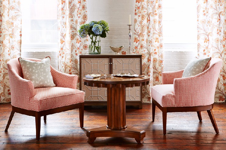 Sara Richardson chairs and curtains made from Sarah's Kravet fabric ine