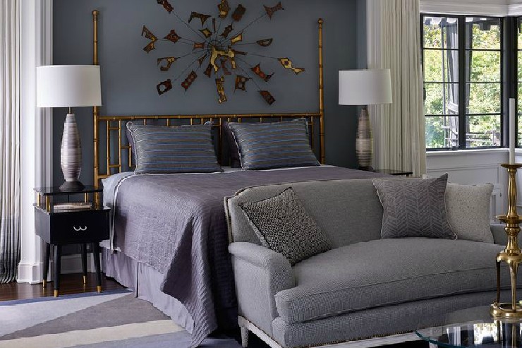 J.L. Deniot contemporary bedroom design with golden luxurious details