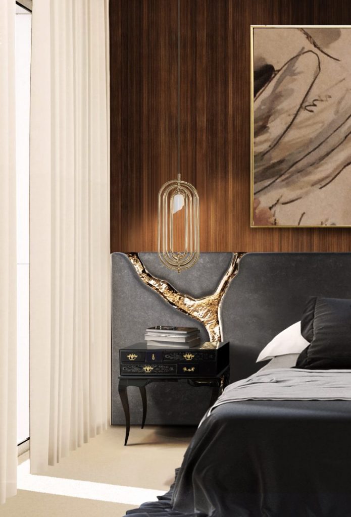 Bedroom and Bathroom: On-Suite Inspirations Boca do Lobo Gold Headboard