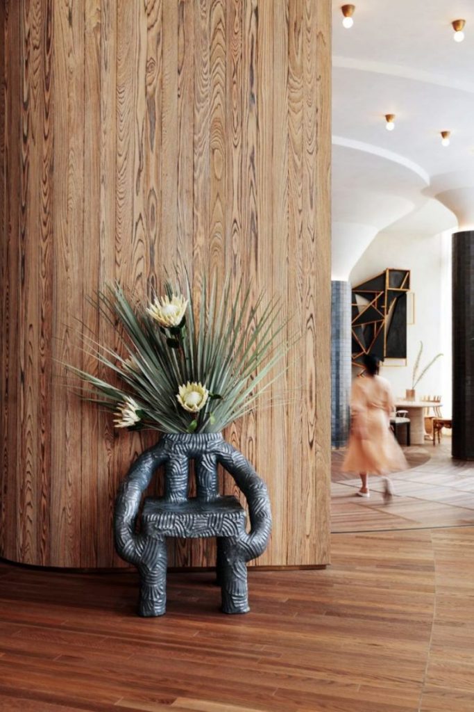 Hotel Interior Design Santa monica Proper by Kelly Wreastler textured grey vase