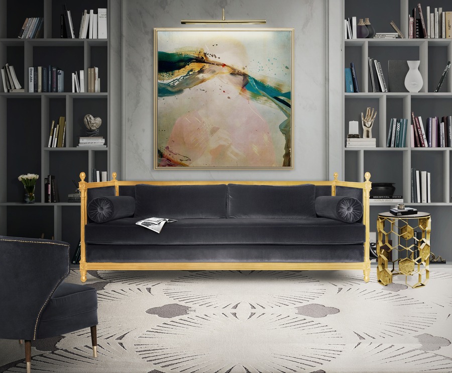 velvet wood slue sofa