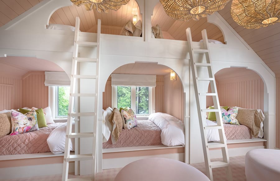 Pink Triple Girls Bedroom By Lori Morris