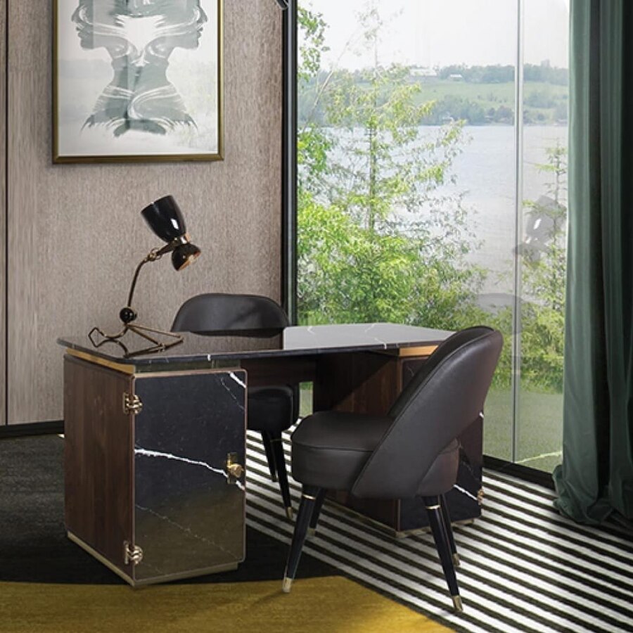 black and brown table and office