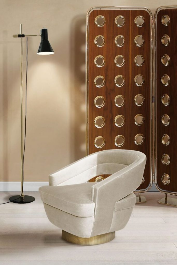 beije velvet armchair