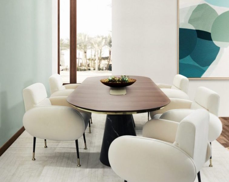 dining room white armchairs