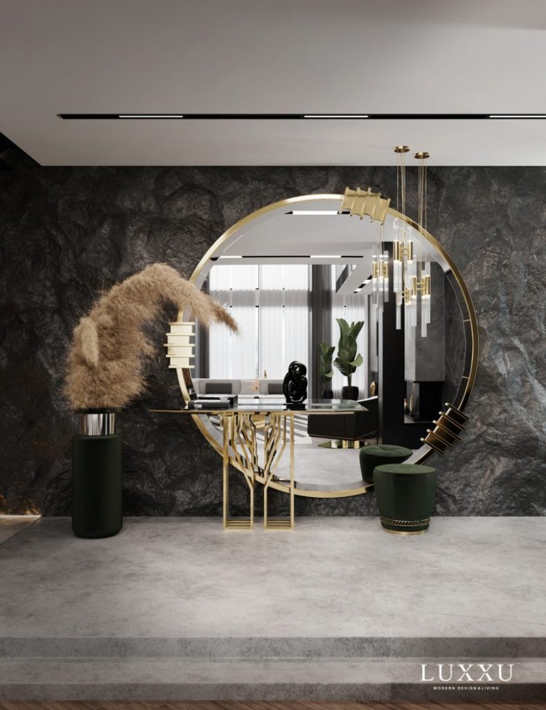 gold mirror hallway luxury