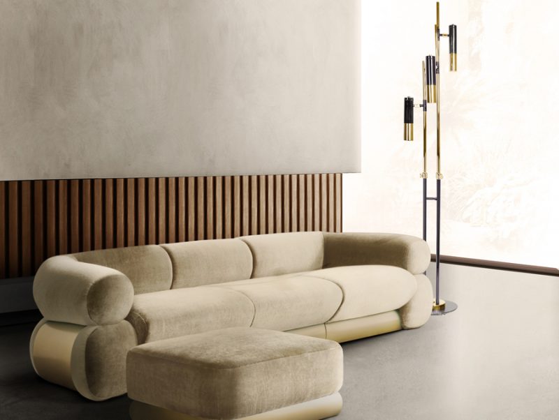 big sofa living room with a floor lamp