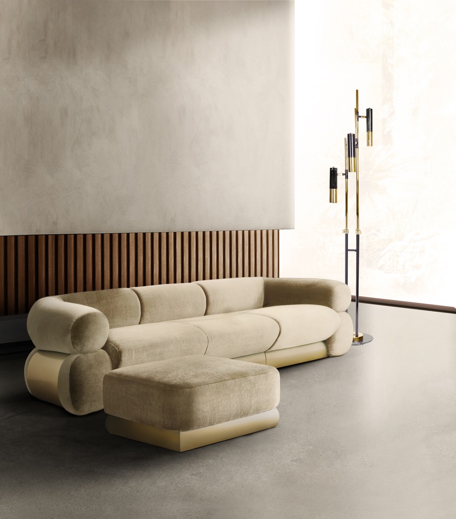 big sofa living room with a floor lamp