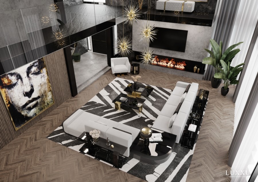 Black And White Living Room By Luxxu