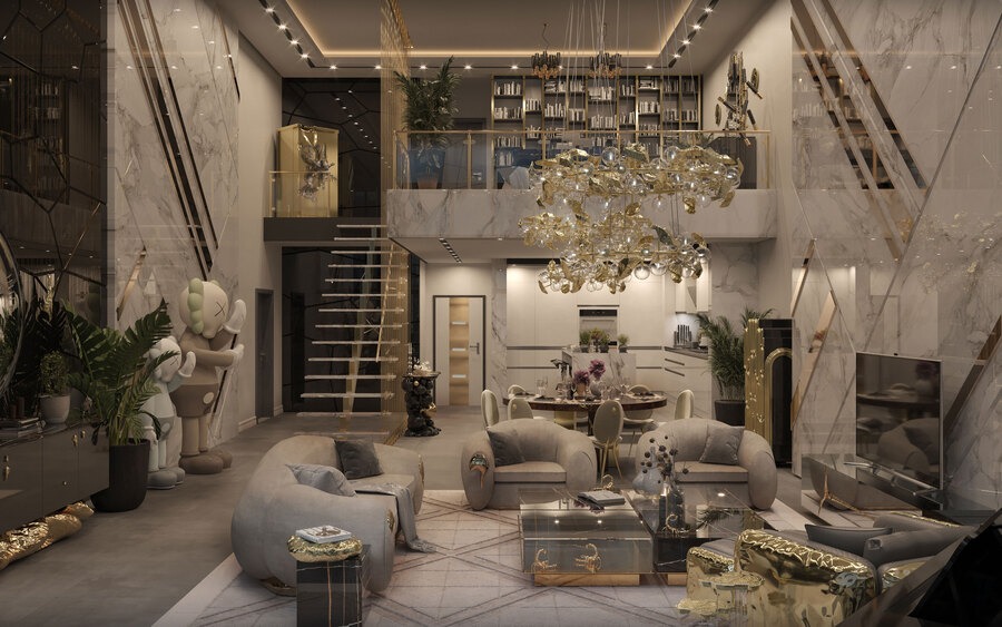 modern and creative living room grey sofa