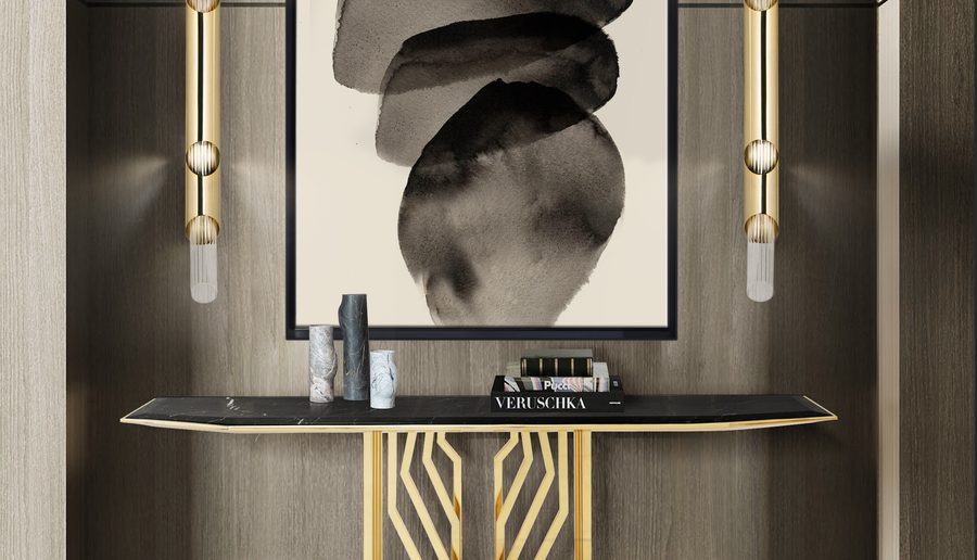 black entryway with frame art