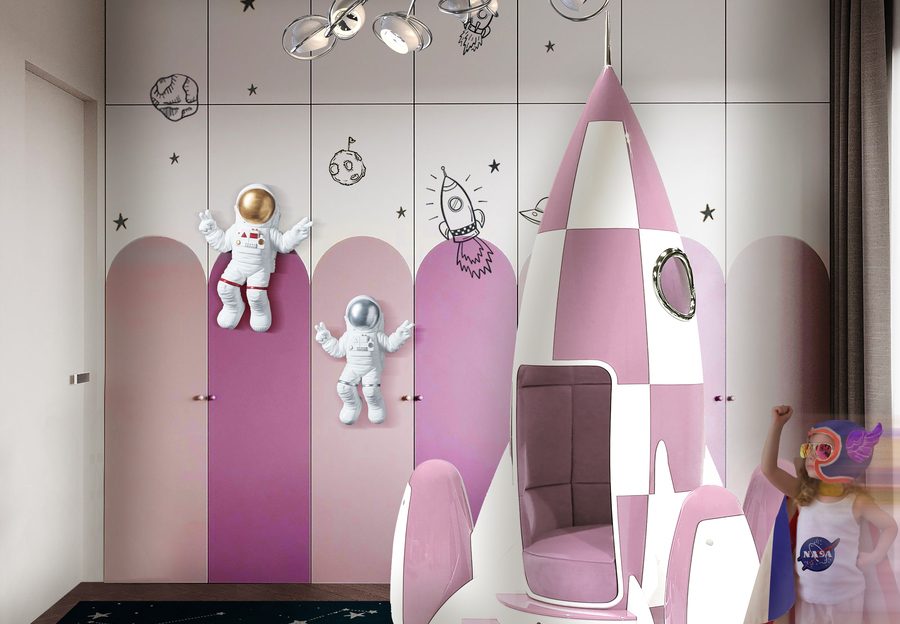 spaec themed bedroom for girls
