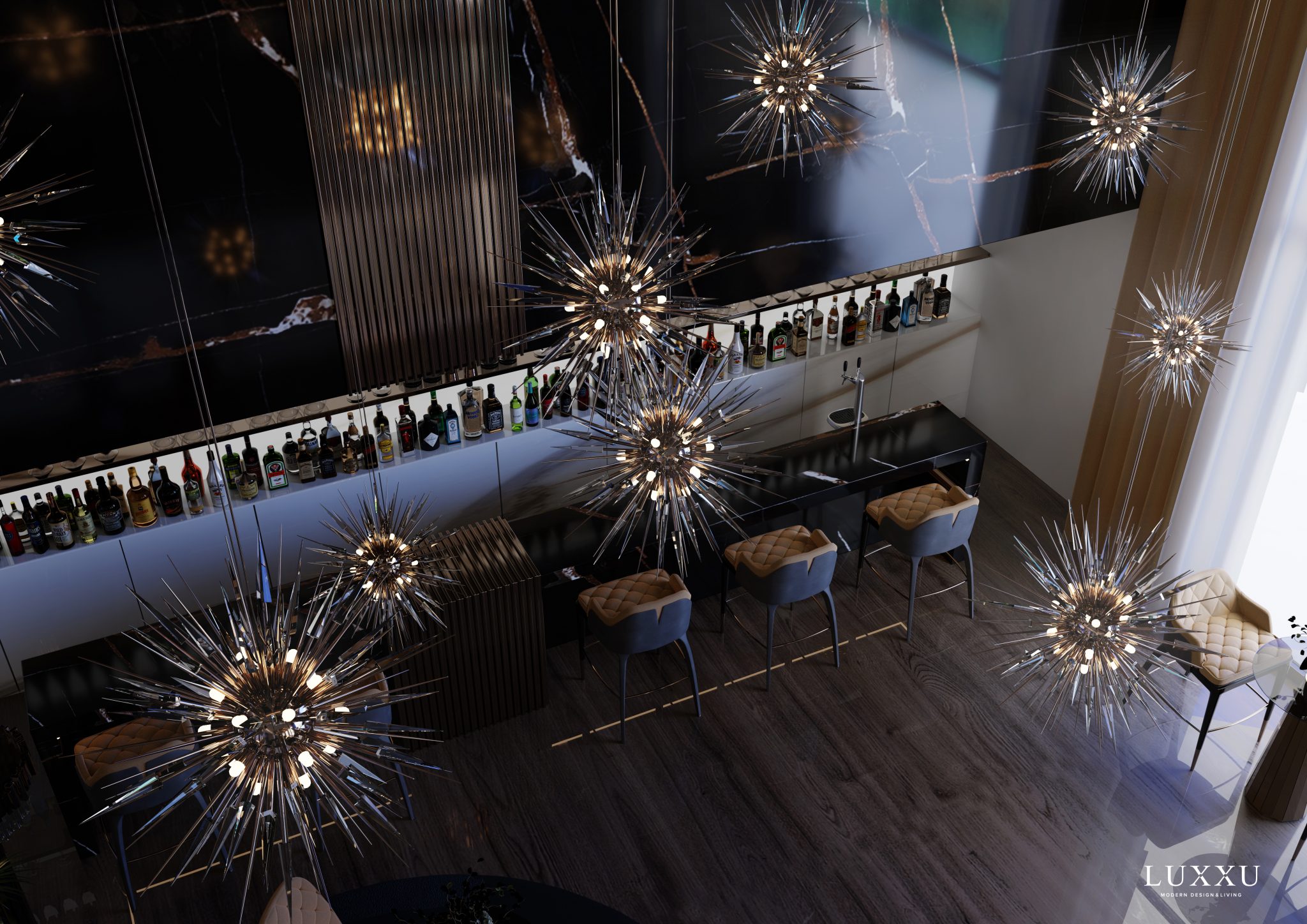 lighting dining room Opulent Hospitality Design – A Luxurious Sydney Hotel Décor By Luxxu
