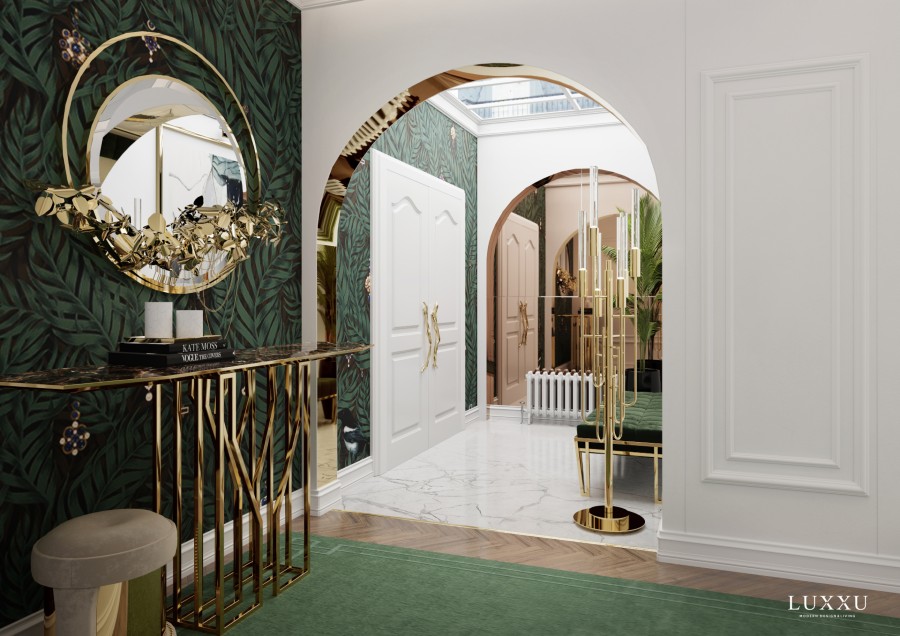 Luxurious Green Hallway design