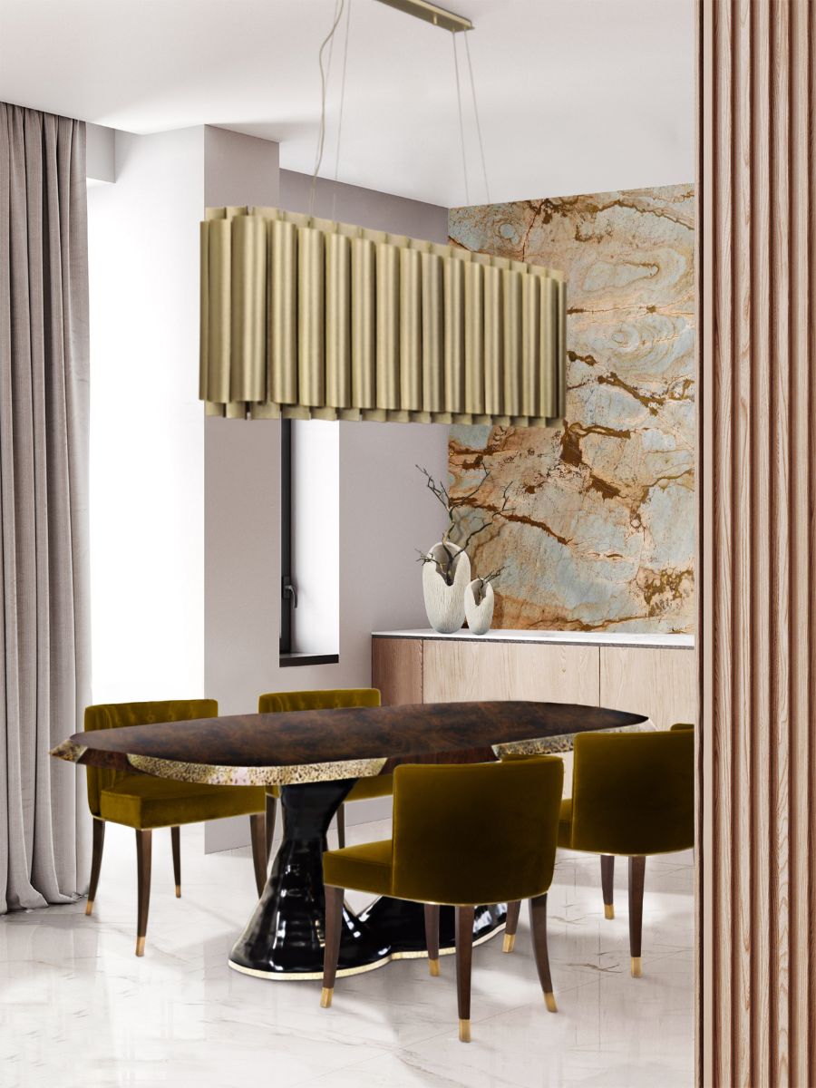 Contemporary Dining Room With Statement Lamp