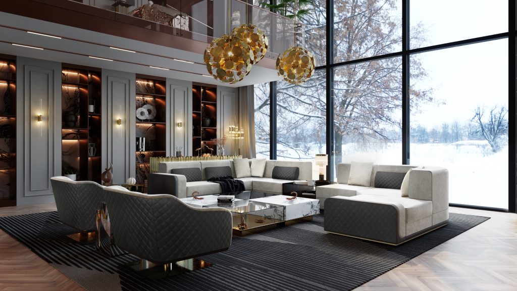 Living Room With Gold Accents