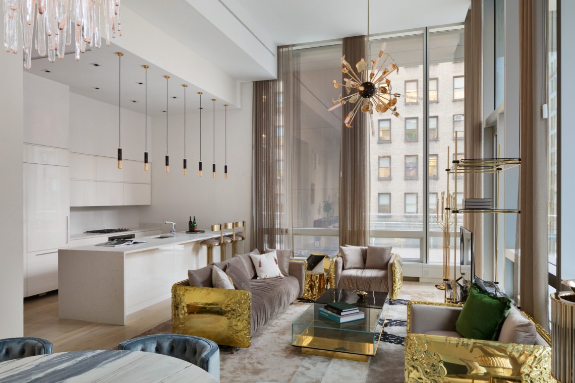 Living Room With Gold Accents