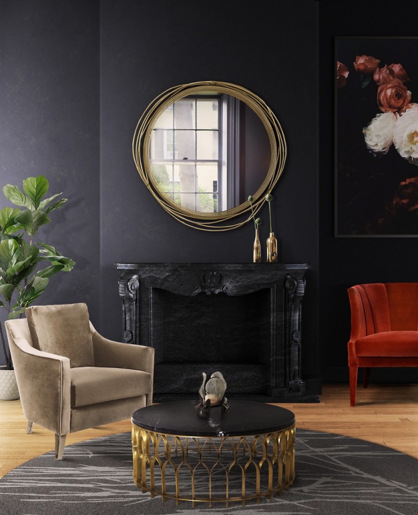 Bold Living room Design With Black Accent Wall