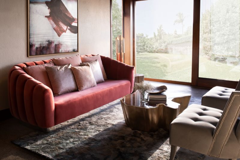 Statement Red Velvet Sofa