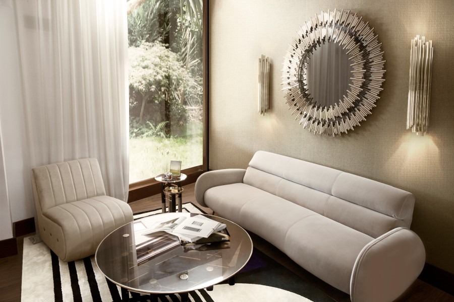 Grey Modern Mid Century Living Room