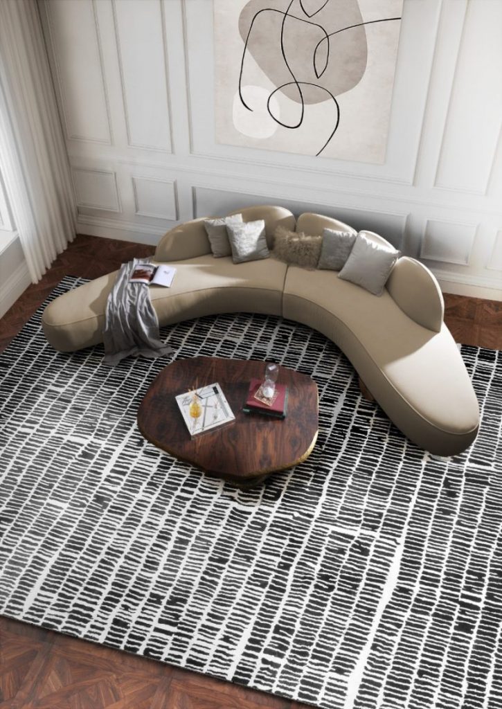Neutral Toned Living Room With Statement Rug