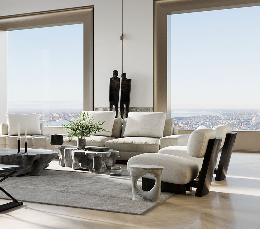 Luxury Living Room With White Tones