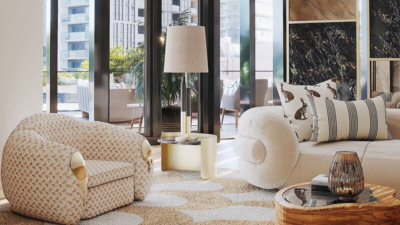 luxury living room with white tones
