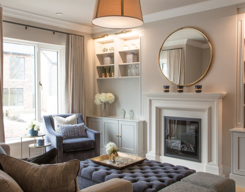 luxury living room with brown tones